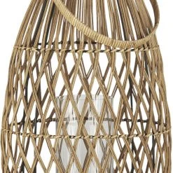 Ib Laursen Lygte Lodret Rattanflet M/glasindsats Brun