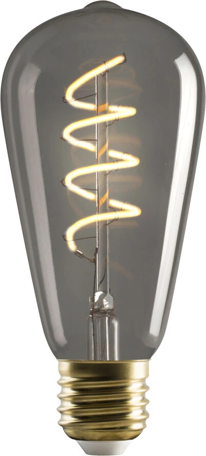 E3light E3 LED Vintage, ST64, E27, 140lm, SMOKED, Spiral 922 Dæmpbar Lysegrå