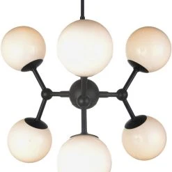 Halo Design ATOM Chandelier 6L G9 Sort/opal Glas