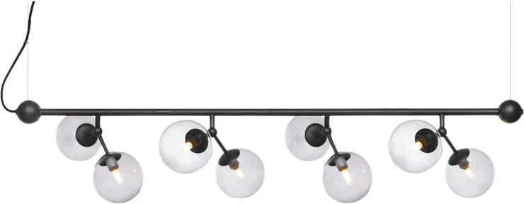 Halo Design Atom Langbord Smoke Med 8 Glas 8XG9 Sort