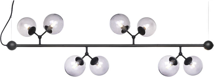 Halo Design Atom Langbord Smoke Med 8 Glas 8XG9 Sort - Billede 2