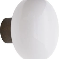 New Works Karl-Johan Wall Lamp, Smoked Oak W. WH Opal Glass Hvid
