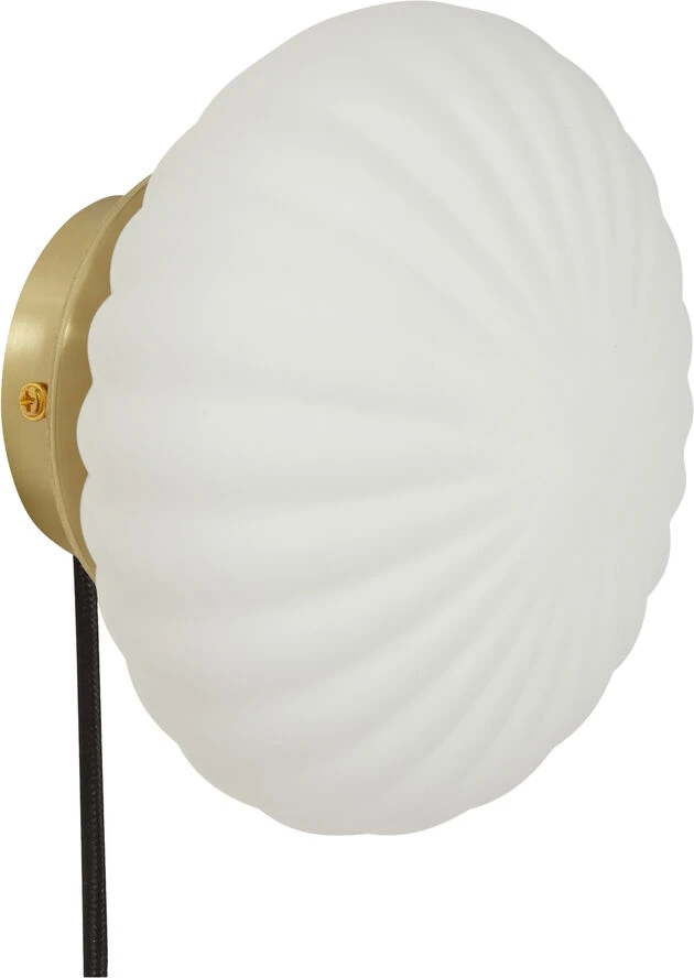 Hübsch Kumu Wall Lamp Ø18 White Messing/Hvid