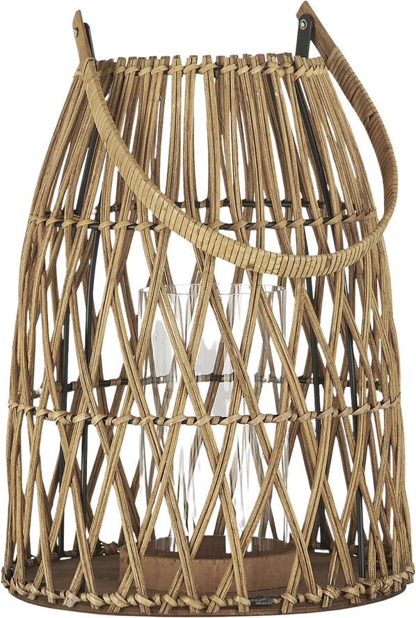 Ib Laursen Lygte Lodret Rattanflet M/glasindsats Brun