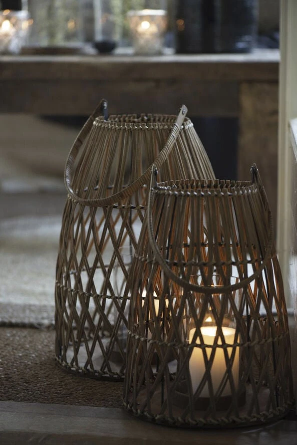 Ib Laursen Lygte Lodret Rattanflet M/glasindsats Brun - Billede 2