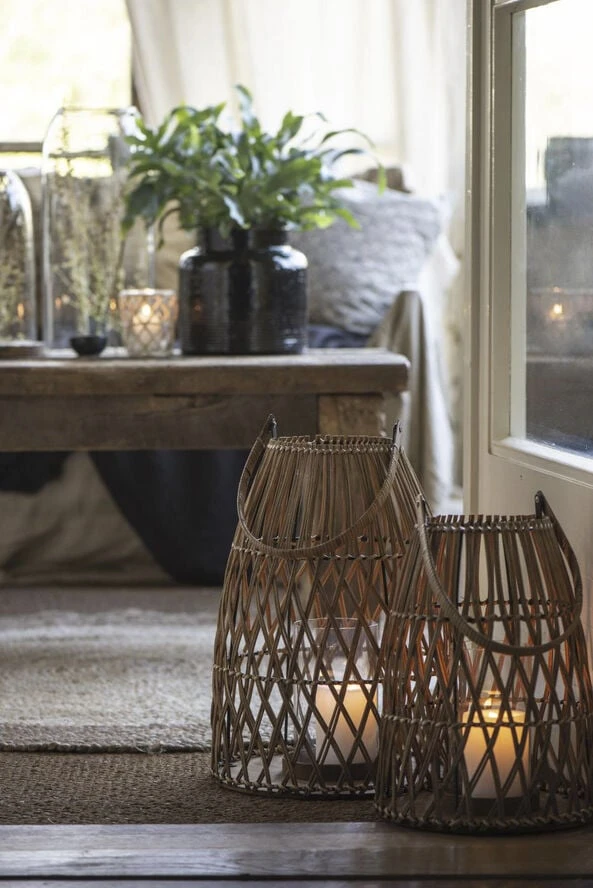 Ib Laursen Lygte Lodret Rattanflet M/glasindsats Brun - Billede 3