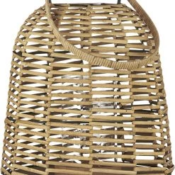 Ib Laursen Lygte Vandret Rattanflet M/glasindsats Brun