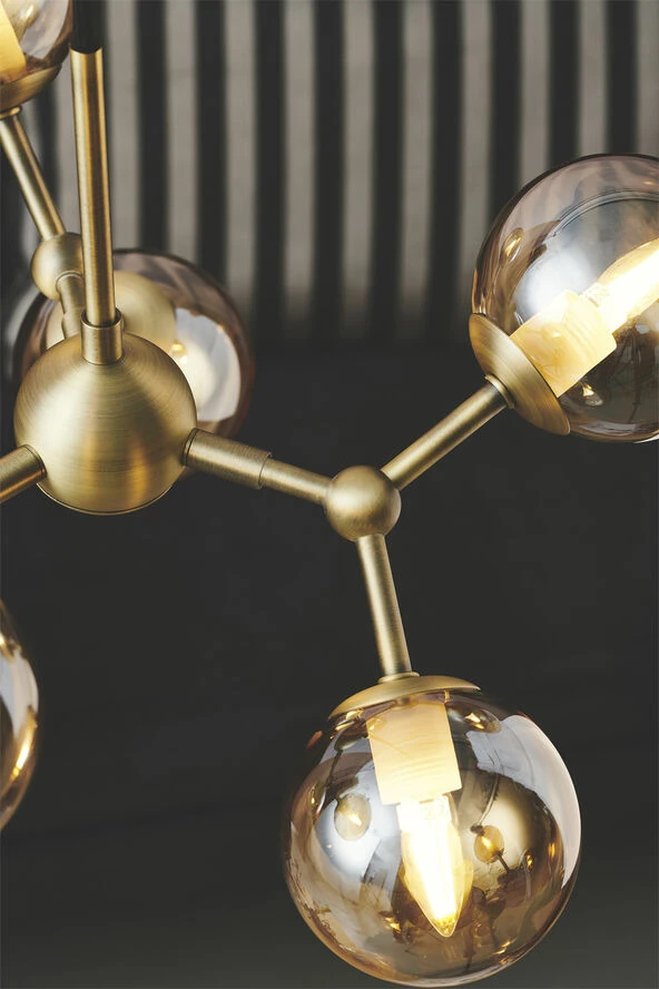 Halo Design Atom Mini Lysekrone Antik Messing 6xG9 Messing - Billede 3