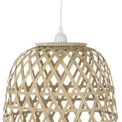 Ib Laursen Hængelampe Bambus Skærm Hvid Plastikledning Brun