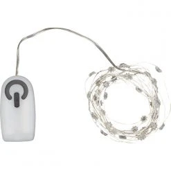 Sirius Silke Miniblomst Lyskæde 40L M/ Timer, Klar/sølv Sølv