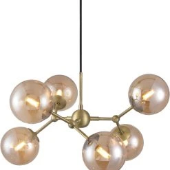 Halo Design Atom Large Lysekrone Antik Messing 6xG9 Messing