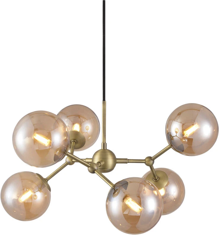 Halo Design Atom Large Lysekrone Antik Messing 6xG9 Messing