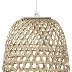 Ib Laursen Hængelampe Bambus Skærm Hvid Plastikledning Brun