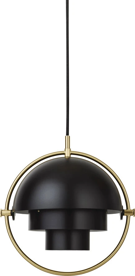 Gubi Multi-Lite Pendant - Small, Brass Base, EU Black Semi Matt