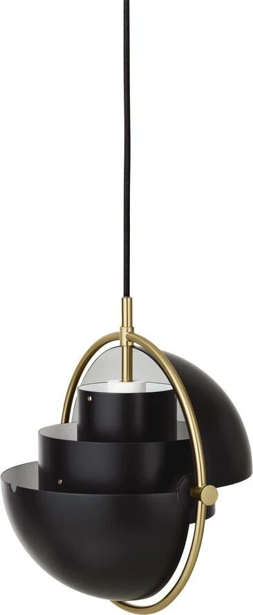 Gubi Multi-Lite Pendant - Small, Brass Base, EU Black Semi Matt - Billede 5
