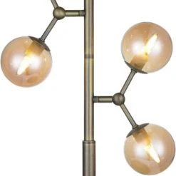 Halo Design Atom Bord Antik Messing Amber Glas 4XG9 Messing