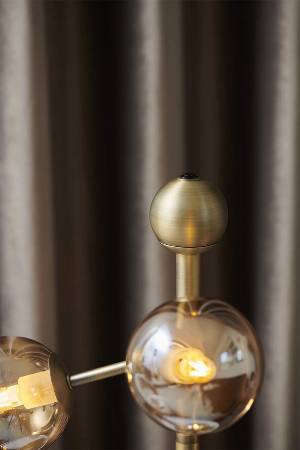 Halo Design Atom Bord Antik Messing Amber Glas 4XG9 Messing - Billede 3